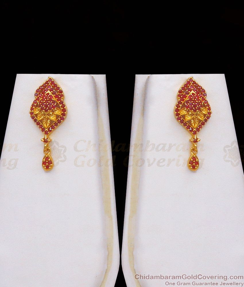 Attractive Ruby Stone Gold Plated Haram Combo Net Pattern HR2315