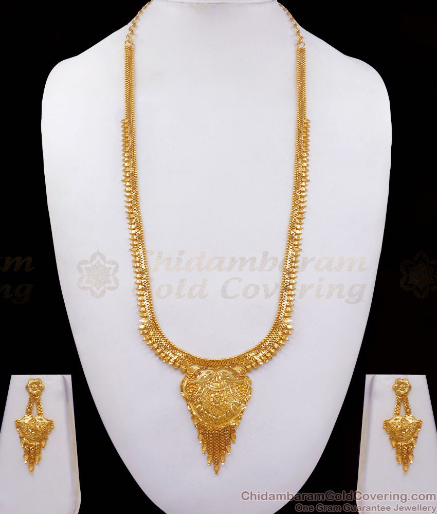 Attractive Forming Gold Haaram Earring Bridal Combo Set HR2316