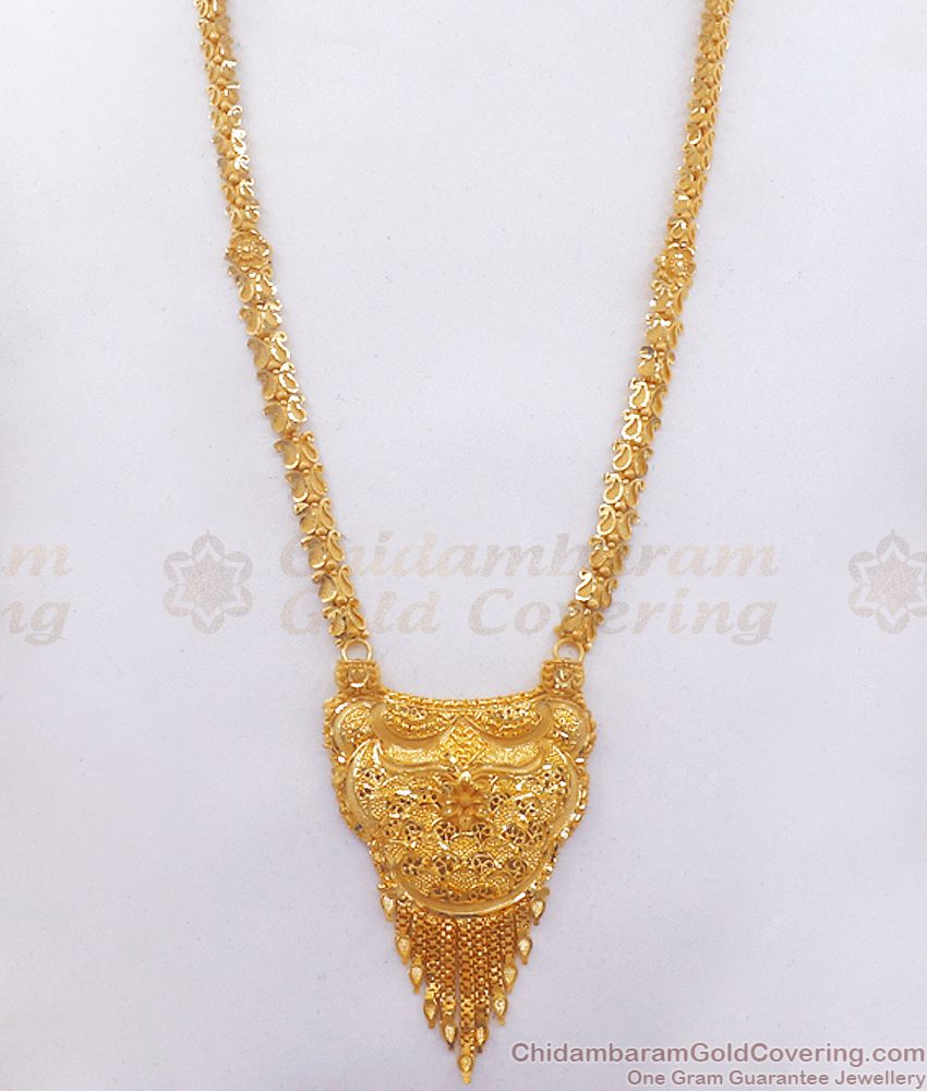 Attractive Mango Design One Gram Gold Haram Earring Combo HR2320