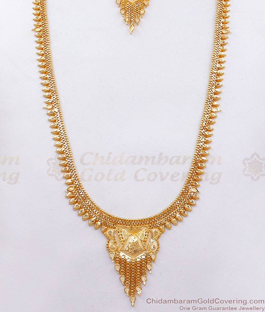 Real Gold Tone Haram Necklace With Earring Combo Collections HR2322