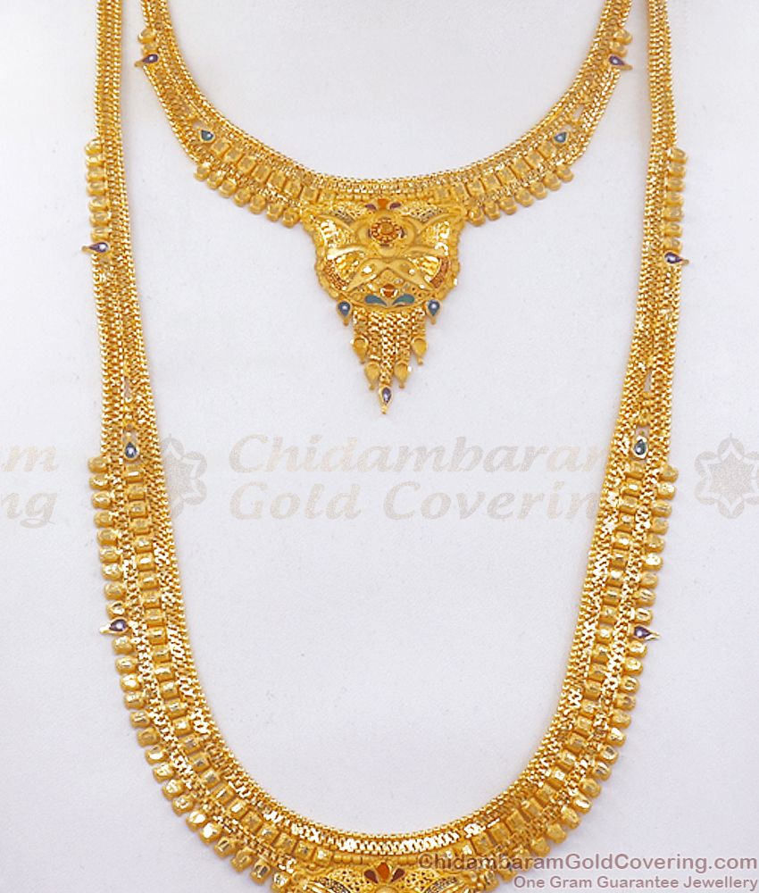 High Quality Gold Plated Haram Necklace And Earring Combo Design HR2324