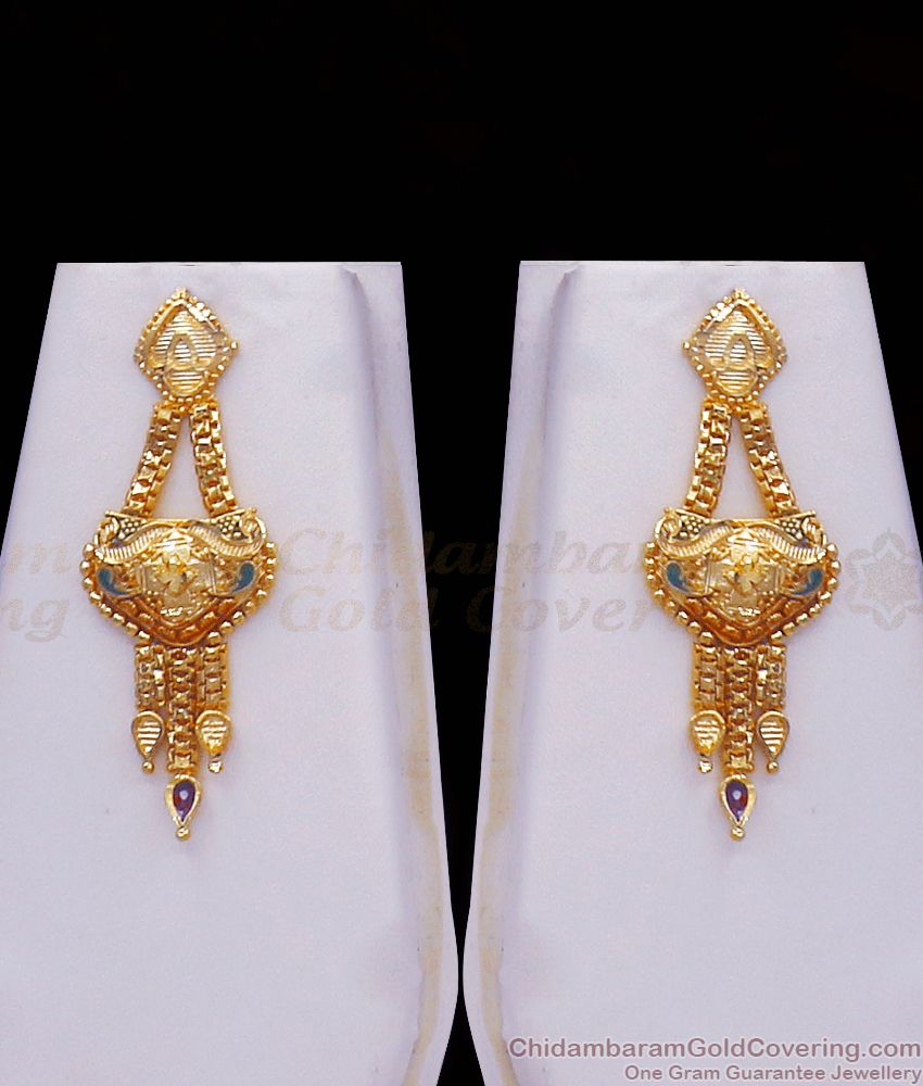 Stunning Bridal Wear Gold Forming Haram Combo With Enamel Pattern HR2325