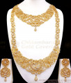 AD White Stone Bridal Wear Gold Imitation Haram Full Combo Set HR2326 AD White Stone Bridal Wear Gold Imitation Haram Full Combo Set HR2326