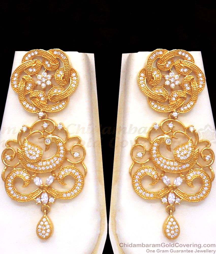 AD White Stone Bridal Wear Gold Imitation Haram Full Combo Set HR2326 AD White Stone Bridal Wear Gold Imitation Haram Full Combo Set HR2326
