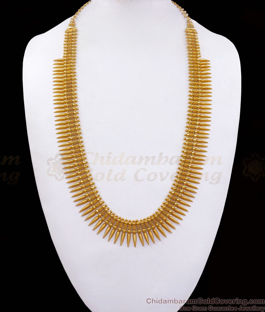 One Gram Gold Plain Mullaipoo Haram Traditional Jewelry Design HR2335