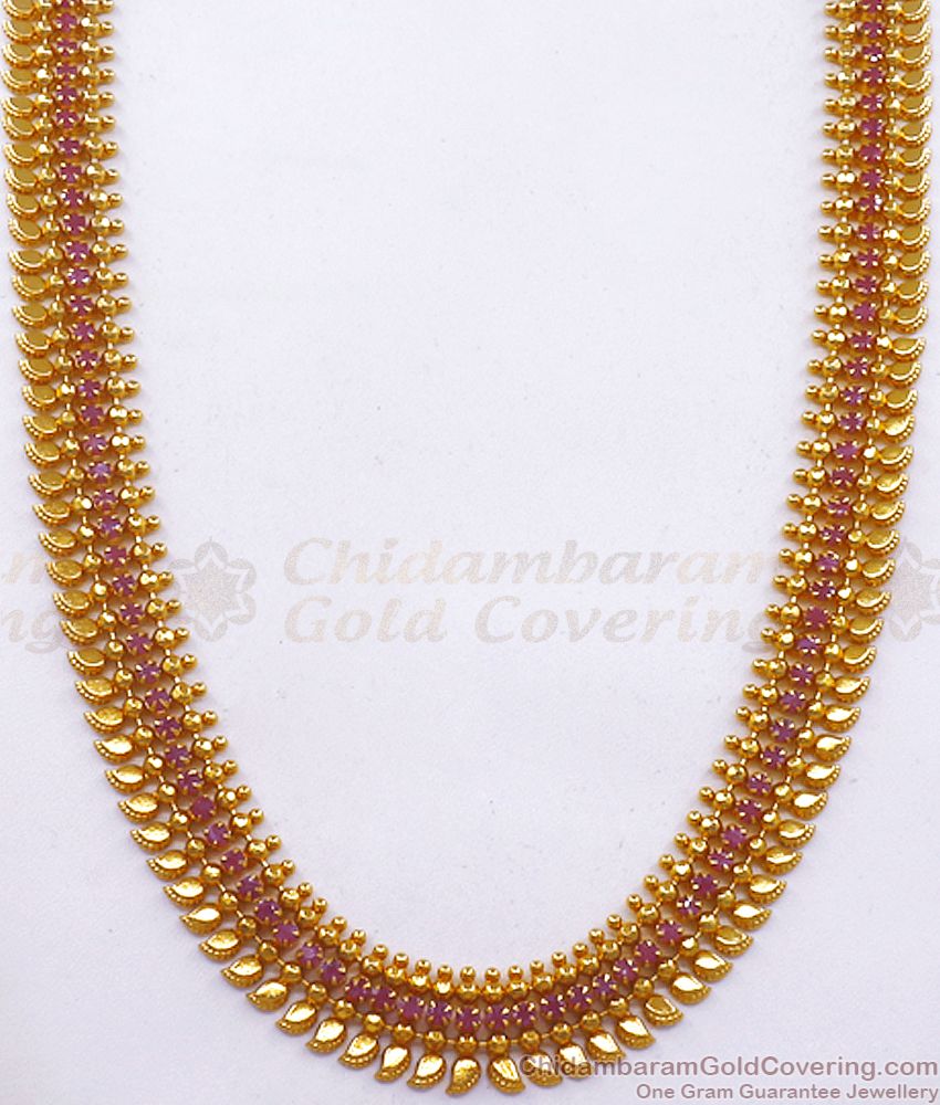 High Quality Mullai Motu Gold Plated Haaram Ruby Stone HR2343