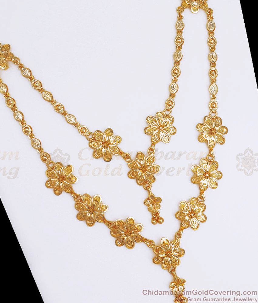 Stylish Double Layer Gold Plated Secondary Haram Floral Design HR2345