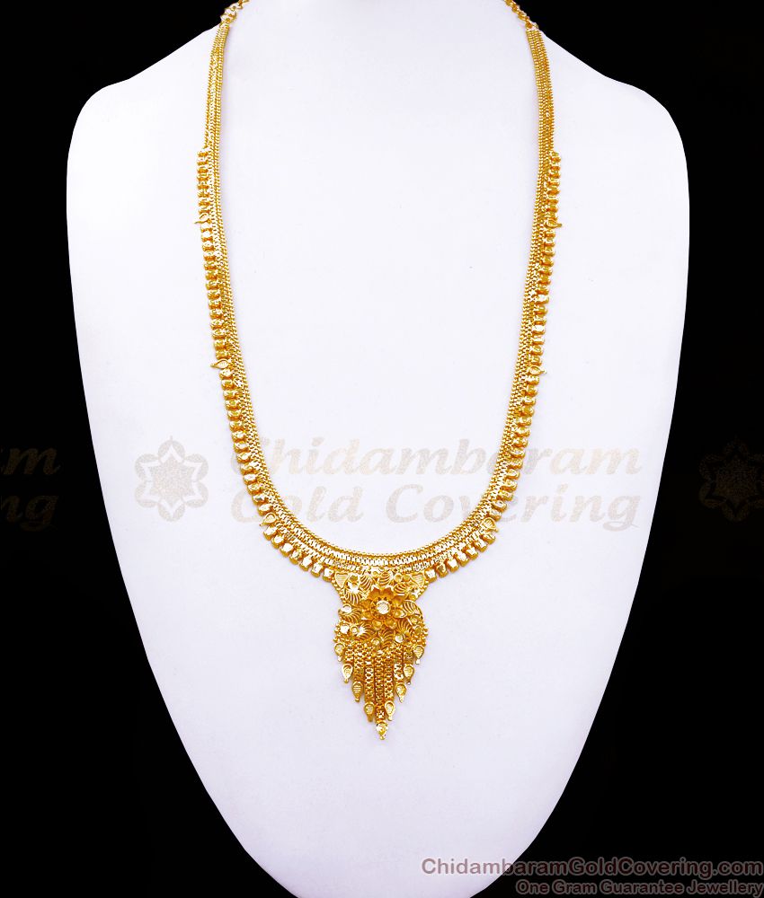 Pure Gold Tone Forming Haram Floral Design With Earring HR2363