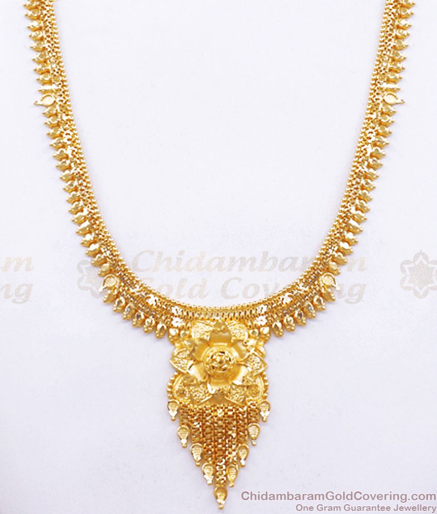 Gorgeous 2 Gram Gold Plated Haram Combo Set Floral Design HR2366