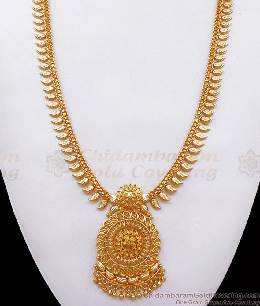 1 Gram Gold Haram Bridal Wear Leaf Design HR2371