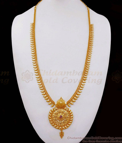 Unique Gold Plated Long Necklace Set | Embroidery neck designs, Necklace  set, Gold plated necklace