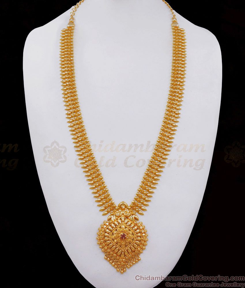 One Gram Gold Haram 3 Line Mullai Poo Design Shop Online HR2376