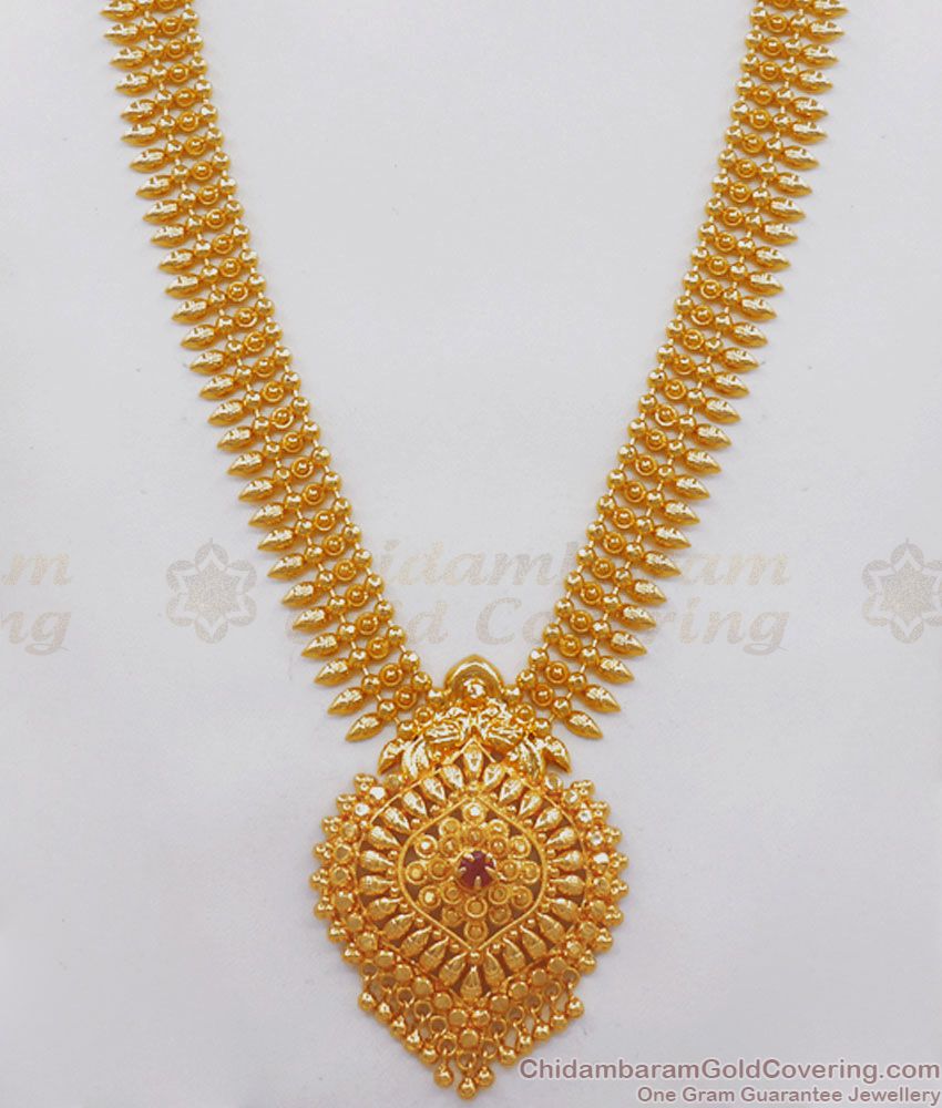 One Gram Gold Haram 3 Line Mullai Poo Design Shop Online HR2376
