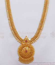 One Gram Gold Haram Net Pattern Mullaipoo Design With Ruby Stone HR2380 One Gram Gold Haram Net Pattern Mullaipoo Design With Ruby Stone HR2380