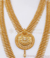 Grand Bridal One Gram Gold Haram Long Necklace Combo Set White Stone HR2391