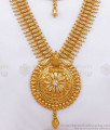 Grand Bridal One Gram Gold Haram Long Necklace Combo Set White Stone HR2391