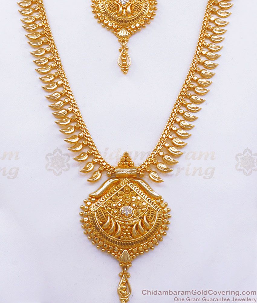 1 Gram Gold Haram South Indian Bridal Jewelry Combo Set HR2392