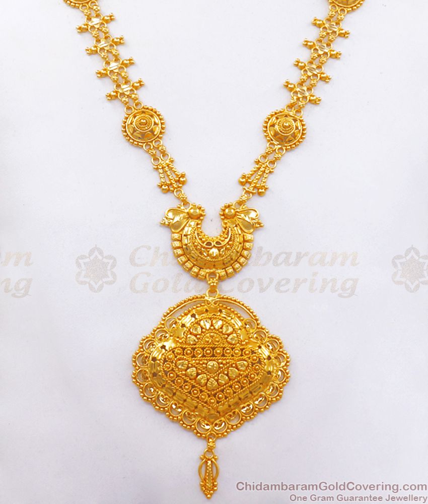 Two Gram Gold Haram Bridal Wear For Women With Earring Combo HR2404