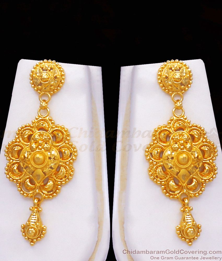Beautiful 2 Gram Gold Haram Broad Bridal Design Earring Combo HR2405