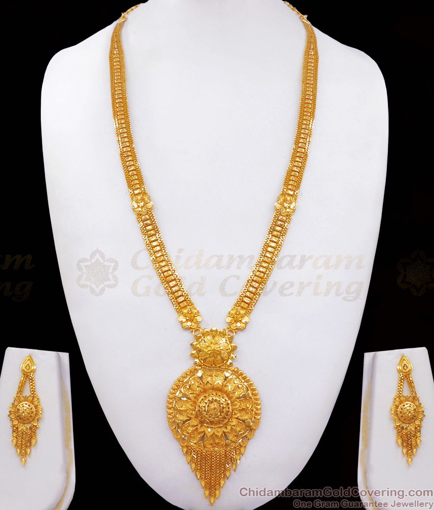 30 Inches Long Floral Design 2 Gram Gold Haram Perfect Bridal Wear HR2408