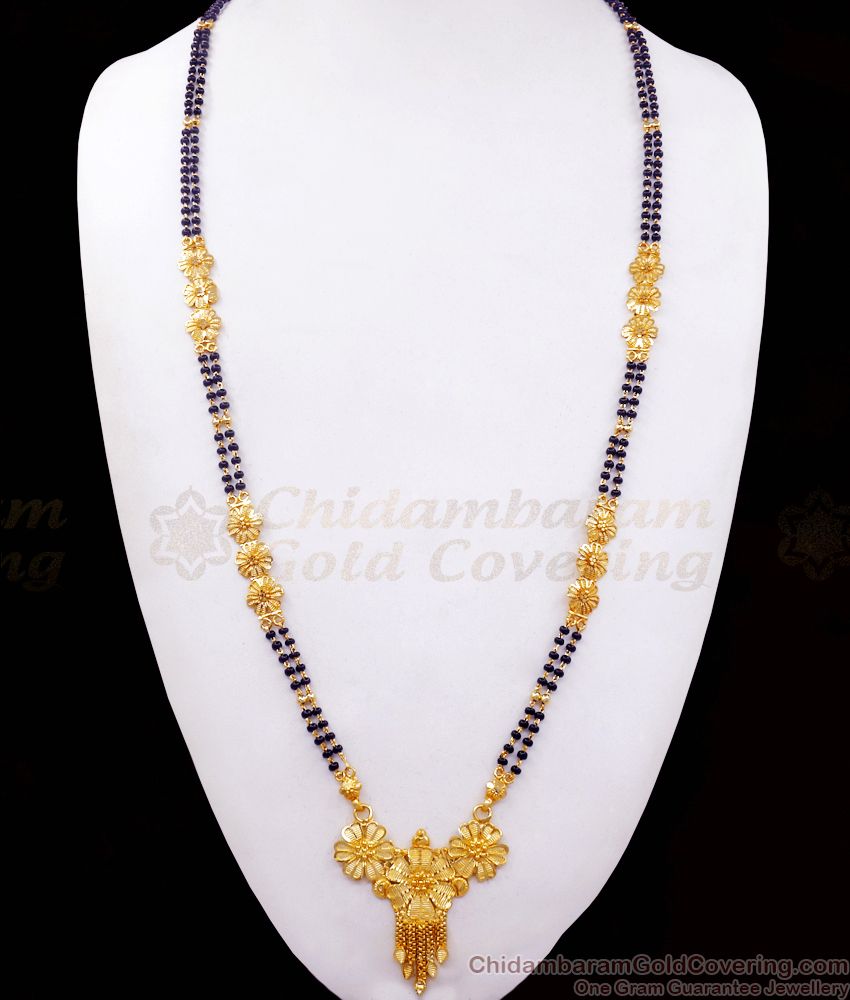 Two Line Mangalsutra Haram Forming Gold Jewelry For Married Women HR2410