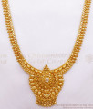 One Gram Gold Kolkatta Haaram White Stone Traditional Indian jewelry HR2422