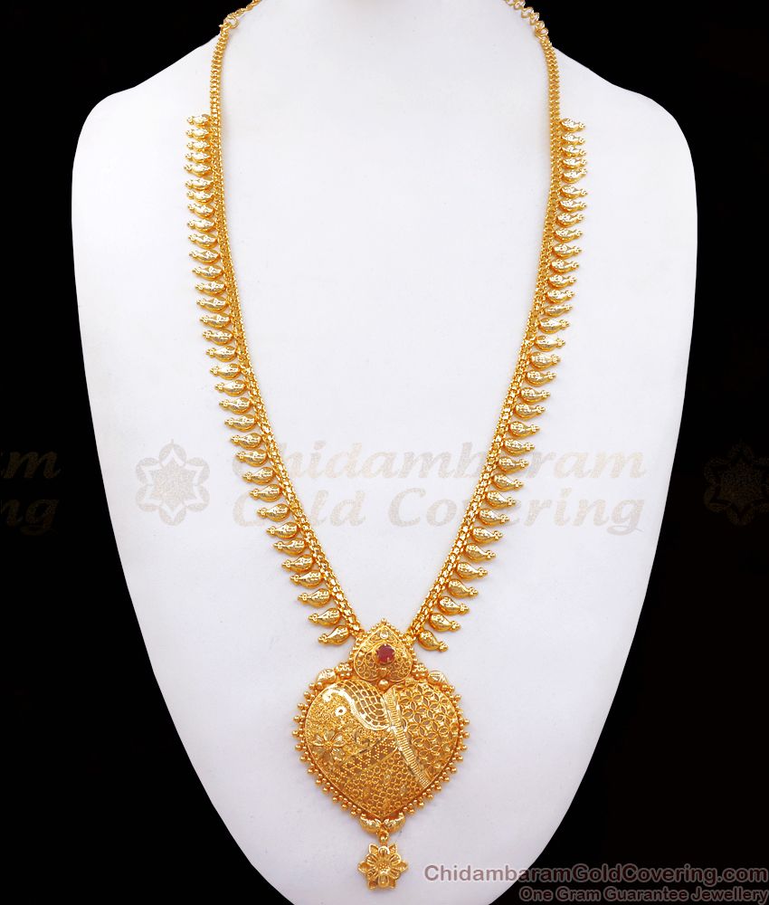 Trendy Heart Dollar Gold Imitation Haram Mullaipoo Collections HR2431