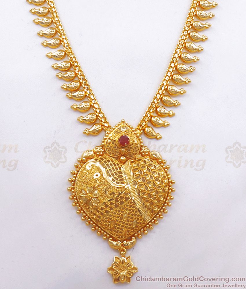 Trendy Heart Dollar Gold Imitation Haram Mullaipoo Collections HR2431