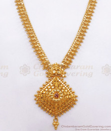 Beautiful Light Weight 1 Gram Gold Haaram Ruby Stone HR2432 Beautiful Light Weight 1 Gram Gold Haaram Ruby Stone HR2432