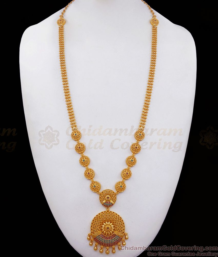 Stylish Gold Imitation Haram Multi Stone Bridal Wear Collection HR2441