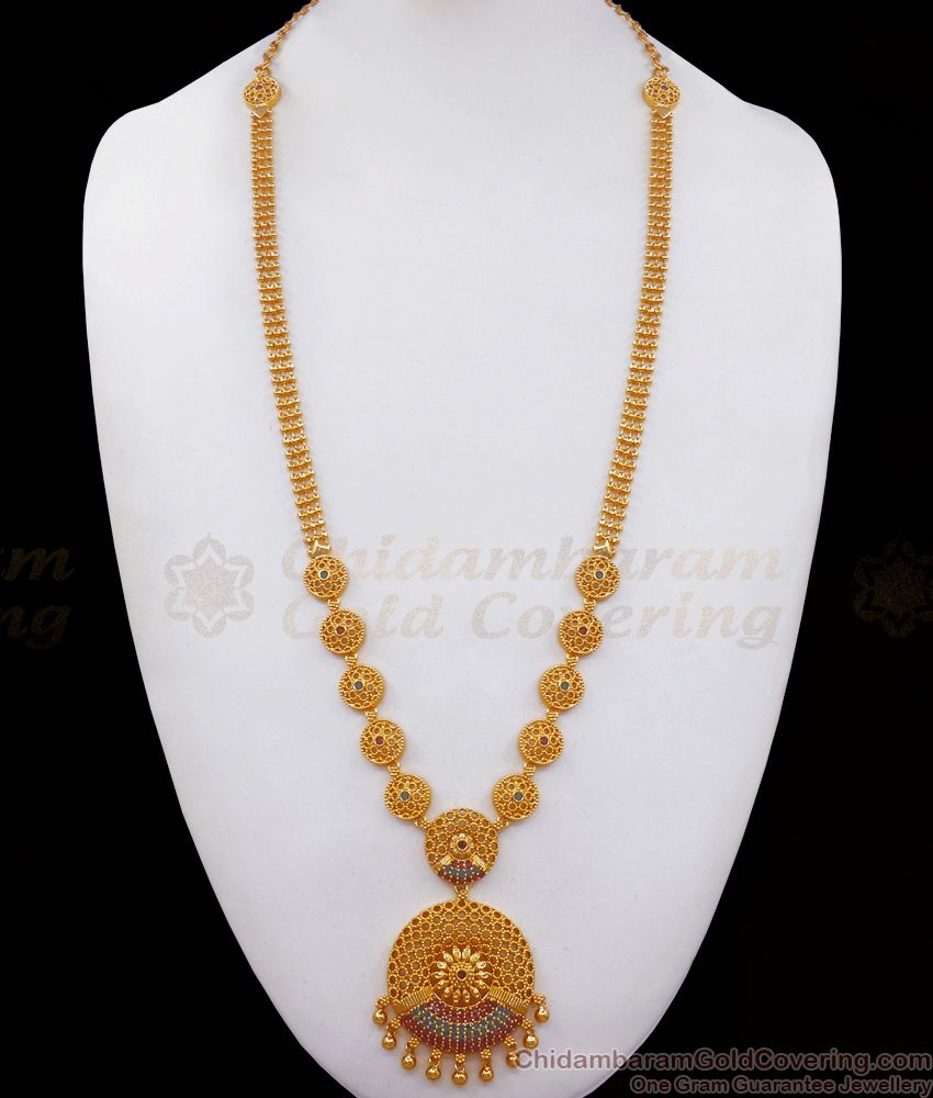 Stylish Gold Imitation Haram Multi Stone Bridal Wear Collection HR2441 Stylish Gold Imitation Haram Multi Stone Bridal Wear Collection HR2441
