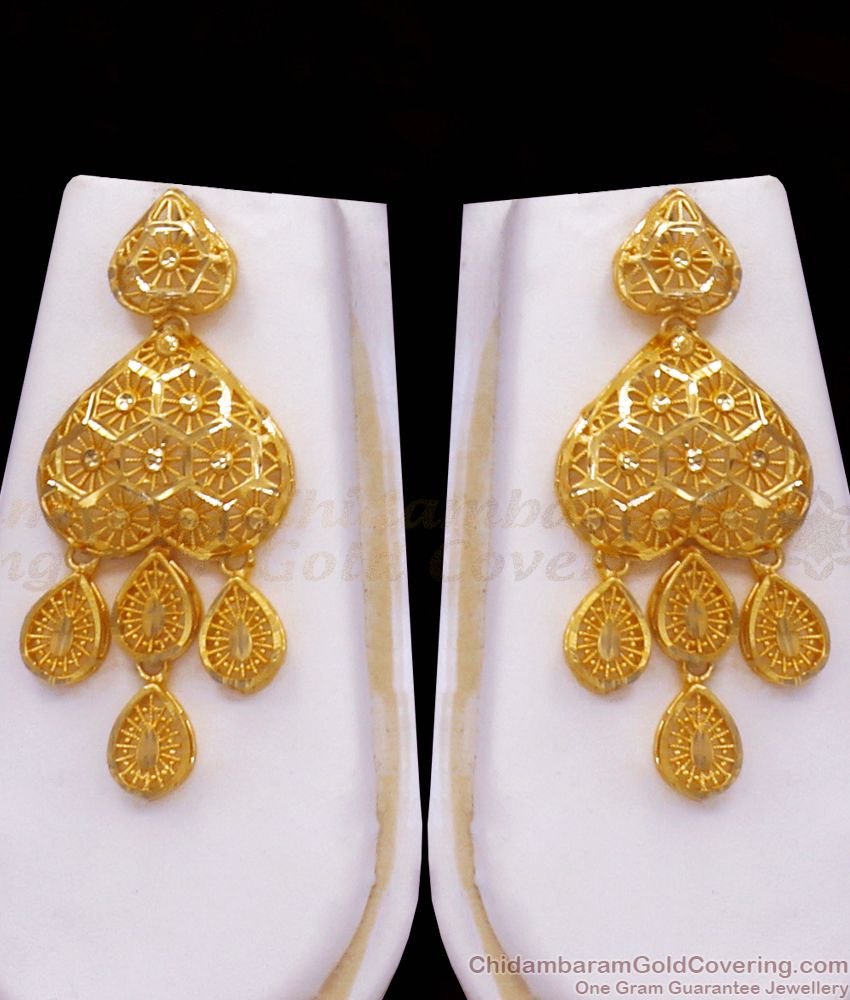 Gorgeous 2 Gram Gold Haaram Heart Shaped Design Earring Combo Set HR2446