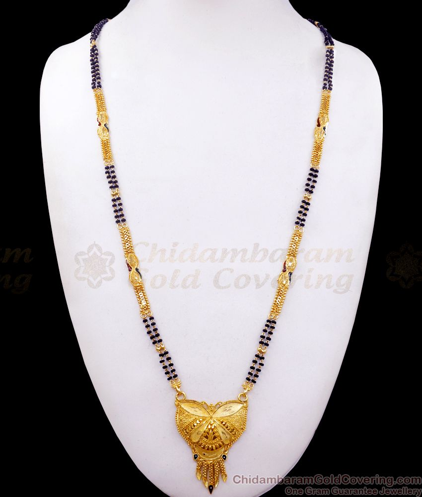 30 Inches Long Butterfly Design 2 Gram Gold Mangalsutra Haram Shop Online HR2451