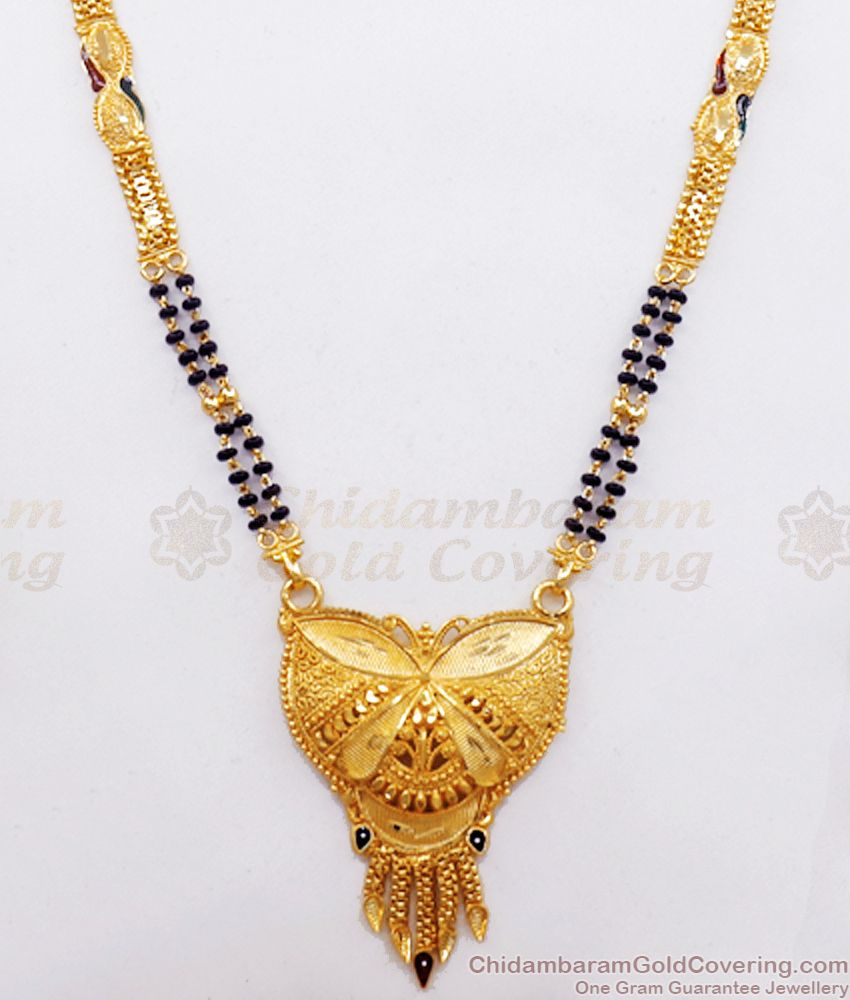 30 Inches Long Butterfly Design 2 Gram Gold Mangalsutra Haram Shop Online HR2451