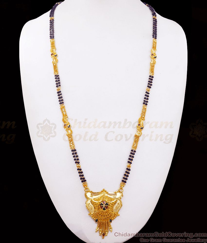 30 Inches Long 2 Gram Gold Mangalsutra Haaram Meenakari Design HR2453