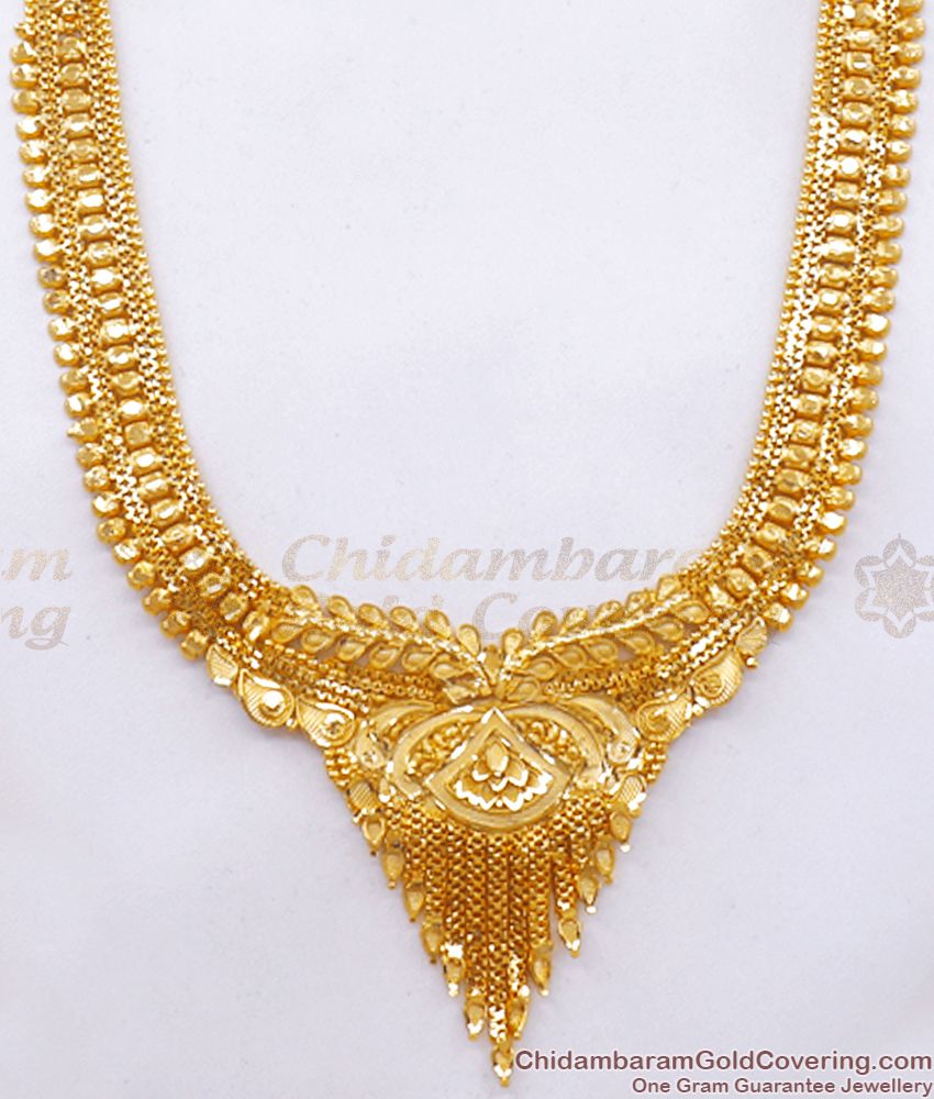 Premium 916 Gold Pattern Broad Bridal Haram Necklace Combo Set Kolkata Pattern HR2463