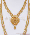 One Gram Gold Haram Heart Shaped Ruby Stone Necklace Combo HR2466