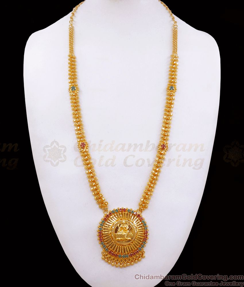 One Gram Gold Lakshmi Haram Dollar Type Long Necklace Shop Online HR2469