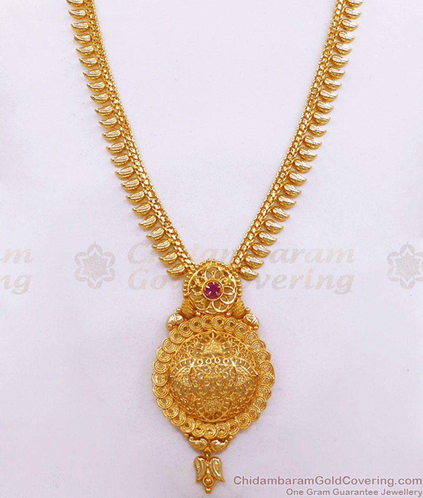 Hand Crafted Light Weight Kerala Haram Ruby Stone Design Buy Online HR2471
