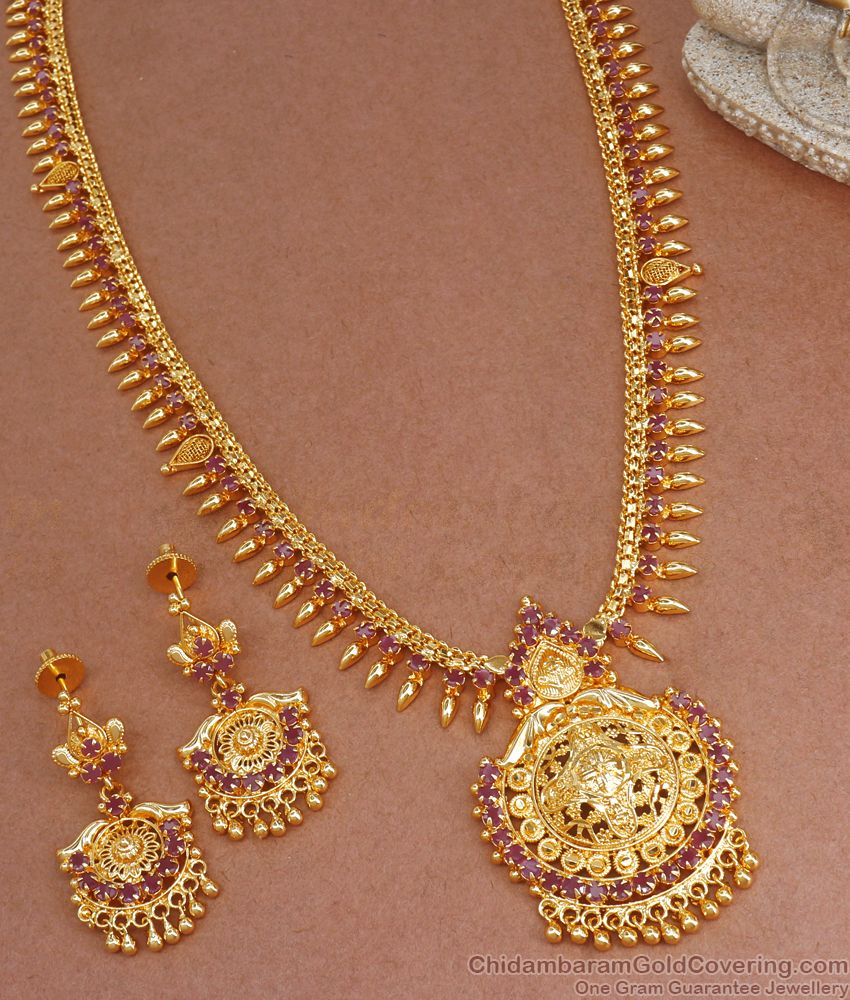Traditional Kerala Haram Pattern Mullaipoo Earring Combo Bridal Set HR2481
