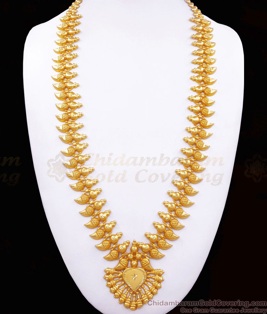 Matt Finish Forming Bridal Long Kerala Haram 2 Gram Jewelry HR2488