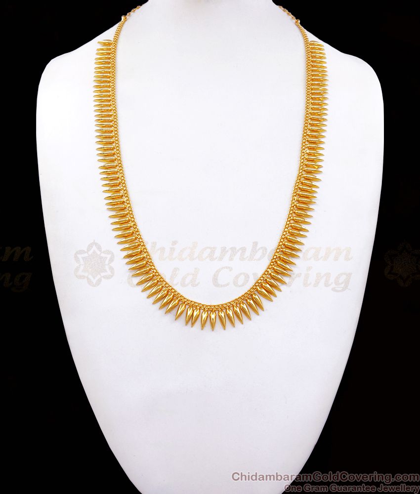 Secondary Haram One Gram Gold Plain Kerala Jewelry Mullaipoo Design HR2489