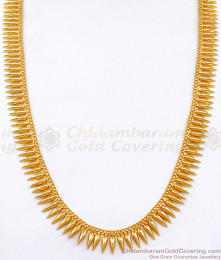 Secondary Haram One Gram Gold Plain Kerala Jewelry Mullaipoo Design HR2489