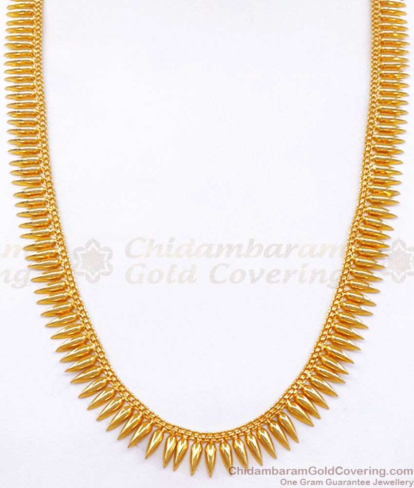 Secondary Haram One Gram Gold Plain Kerala Jewelry Mullaipoo Design HR2489