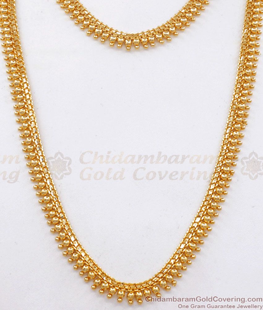 One Gram Gold Beads Plain Haram Necklace Combo Traditional Jewelry Online HR2496