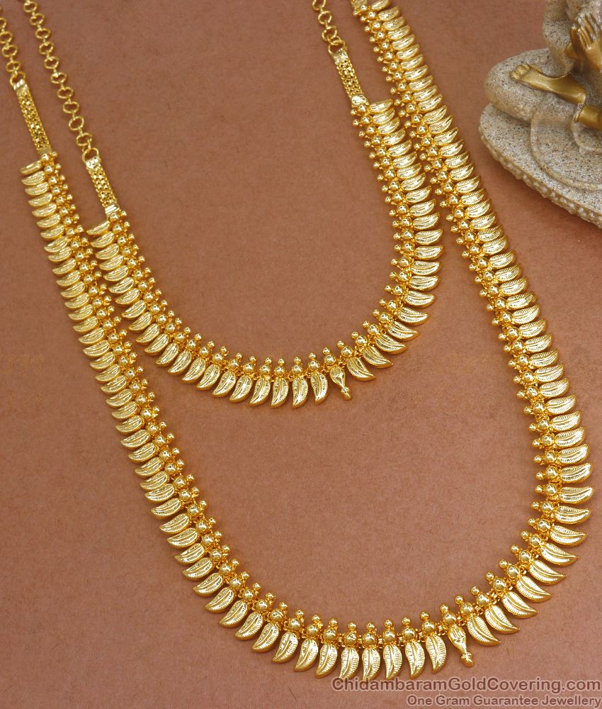 Traditional Gold Kerala Haram Necklace Combo Set Mullai Collections HR2497