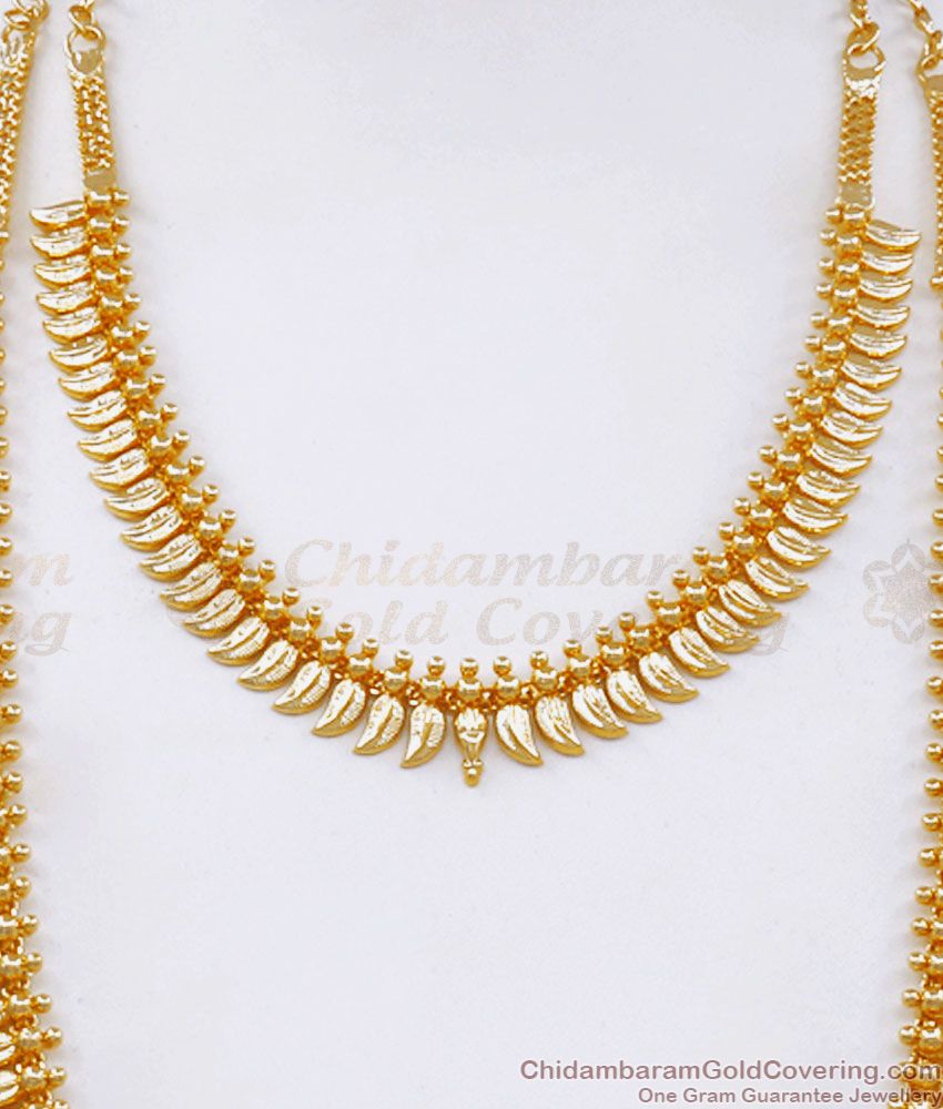 Traditional Gold Kerala Haram Necklace Combo Set Mullai Collections HR2497