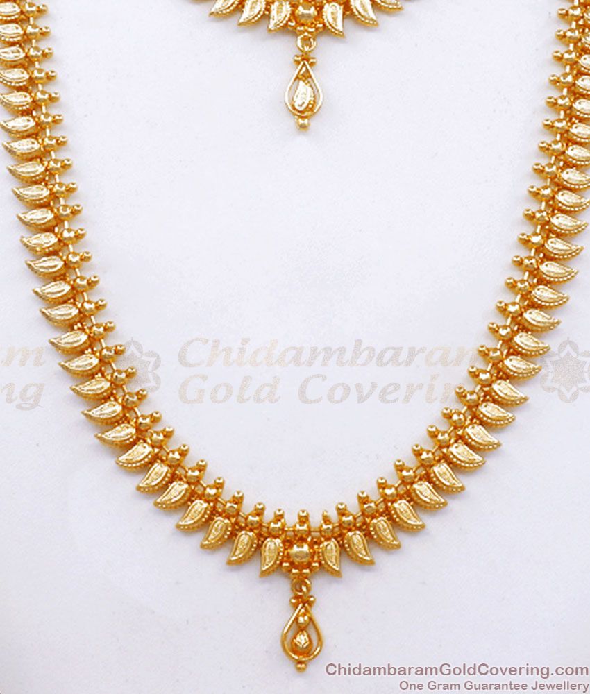 Kerala Bridal Pattern Gold Imitation Haram Necklace Combo Set HR2498