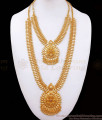 Artistic One Gram Gold Haram Necklace Combo Floral Dollar Pattern Ruby Stone HR2500