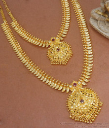 One Gram Gold Long Haram Necklace Bridal Jewelry Set Shop Online HR2501